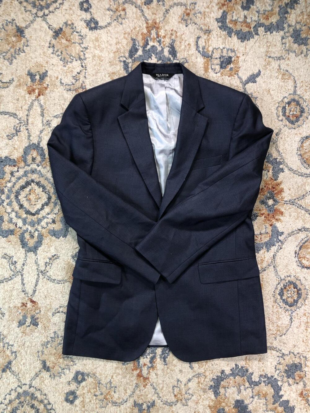 Jos. A. Bank Sport Coat Mens 39R Blue Wool Silk Ramie Two Button Blazer Jacket